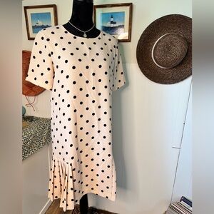 Anne Klein Polka Dot Pleated Hem Dress